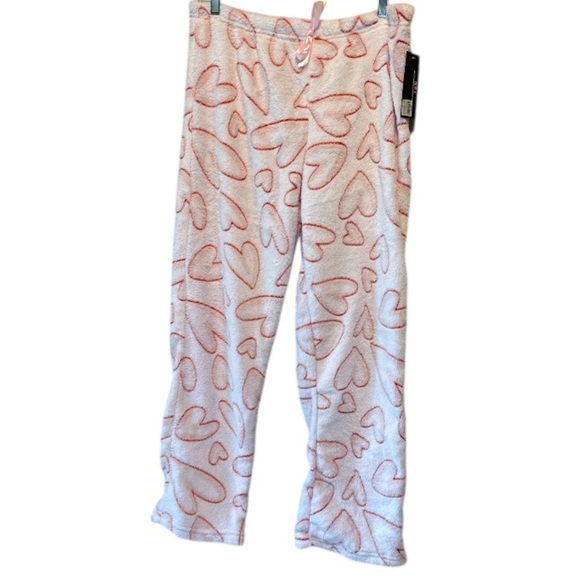 Fleece heart pants lounge wear pajama bottoms super soft NEW large polyester - Picture 1 of 3